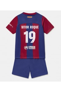 Fotbalové Dres Barcelona Vitor Roque #19 Dětské Domácí Oblečení 2023-24 Krátký Rukáv (+ trenýrky)